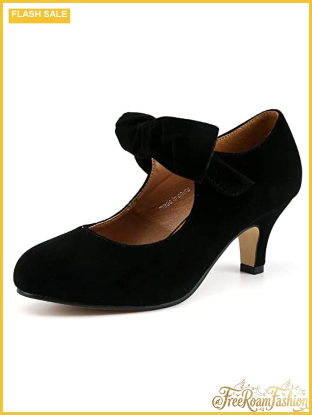 Women's Bow Mary Jane Kitten Heel Pumps Round Toe Dress Shoes